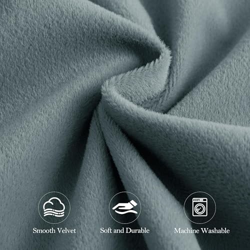 NICETOWN Stone Blue Velvet 100% Blackout Curtains 96 inch Long 2 Panels, 52 X 96 Energy Saving UV Protection Sun Blocking Window Treatments & Drapes for Bedroom Living Room and Nursery, 8 feet Length - color: 100% Blackout - Stone Blue, size: 52"W x 96"L