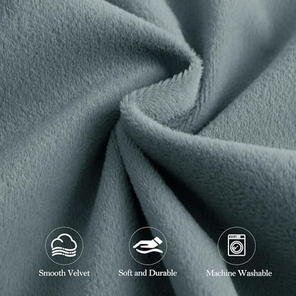 NICETOWN Stone Blue Velvet 100% Blackout Curtains 96 inch Long 2 Panels, 52 X 96 Energy Saving UV Protection Sun Blocking Window Treatments & Drapes for Bedroom Living Room and Nursery, 8 feet Length - color: 100% Blackout - Stone Blue, size: 52"W x 96"L