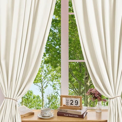 Manyshofu Ivory Velvet Curtains, 2 Panels Blackout 52x84 | Luxurious Velvet Feel, Thermal Insulated Noise Reducing, Dual Back Tab And Rod Pocket Hanging, Machine Wash Fade-Resistant - color: White, size: 52"W x 84"L (Pack of 2)