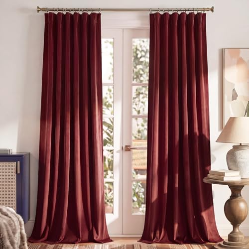 RYB HOME Red Velvet Blackout Curtains 90 inches Long for Living Room - color: Red, size: 52"W x 90"L (Pack of 2)