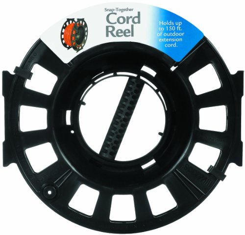 Woods Snap-Together Cord Reel - Holds Up to 150 Feet of 16/3 AWG Cord - Spins Freely for Smooth Reeling - Accommodates 14 & 12 Gauge Cords - Black