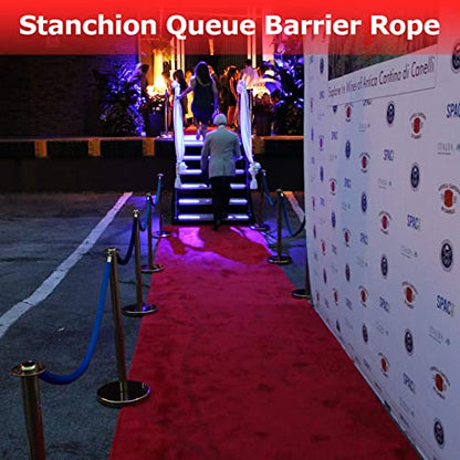 4 Pack Blue Velvet Stanchion Rope, 5ft Velvet Ropes Stanchion Ropes with Gold Clasps, Crowd Control Rope Queue Safety Sarriers Stanchion Post Rope for Party Event and Red Carpet - color: Blue