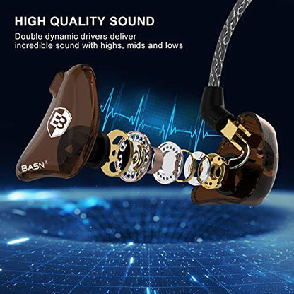 BASN Bsinger BC100 in Ear Monitor Headphones,Brown | Universal Fit Noise Isolating IEM Earphones for Musicians Singers Studio Audiophiles - color: Brown