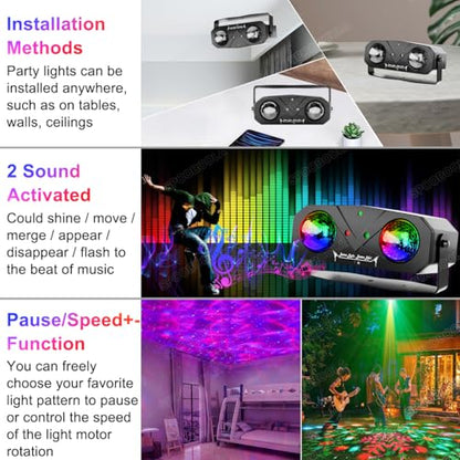Party Disco Ball, Dj Disco Light Strobe Dance Sound Activated with Remote Control Stage Rave Karaoke Light Ocean Star Projector for Club Dancing Parties KTV Christmas Halloween Birthday Glow Party