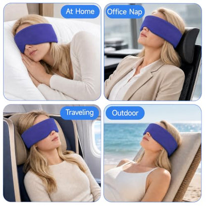 Cotton Sleep Eye Mask for Men and Women, 100% Blocking Light Sleeping Mask | Soft Zero Pressure Cooling Blackout Eye Masks for Sleep, Eye Covers for Sleeping fits All Heads Adjustable - color: Blue
