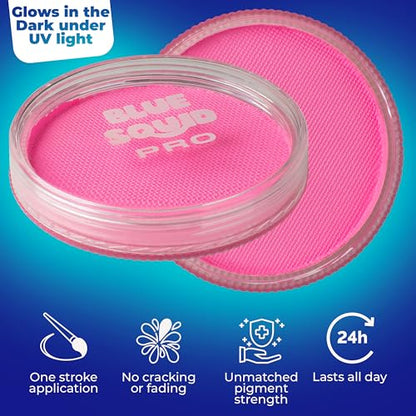 Blue Squid Face Paint Water Based Single Cake Professional Face Paint & Body Paint - Water Activated, Kids Adults Face Painting for Costume, Halloween Makeup, Cosplay - UV Pastel Pink Face Paint 30g - color: UV Pastel Pink