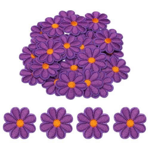 MECCANIXITY Flower Iron-on Patches 90x90mm/3.54x3.54 Pack of 30 Purple - color: Purple
