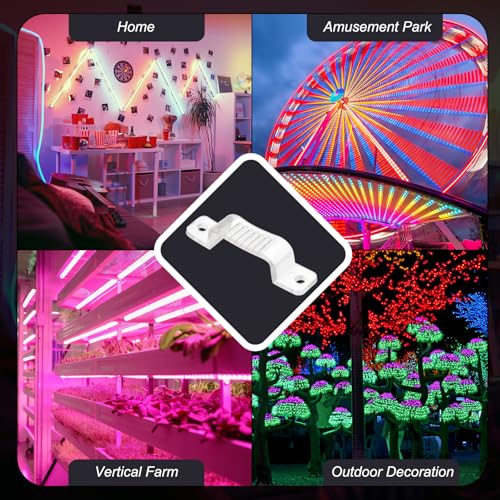 PATIKIL LED Strip Light Clips, 50 Pack Mounting Bracket Soft Fixing Clips Clamp Holders with Screws for 20mm Wide 3528/5050 Neon RGB Light Cable Ribbon, Transparent - size: 20 mm