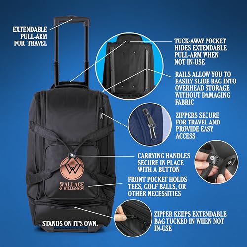 Golf Travel Bag with Wheels – Padded Airline-Approved Golf Club Travel Cover, Heavy-Duty Soft Sided Flight Bag with Reinforced Base & Carry Handles – Fits Full Size Cart & Stand Bags