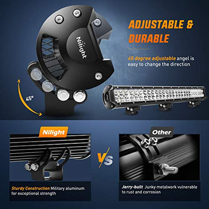 Nilight LED Light Bar 25Inch 162W Spot Flood Combo Off Road 12V 5Pin Rocker Switch Wiring Harness Kit, 2 Years Warranty (ZH081) - size: 25 Inch 162W