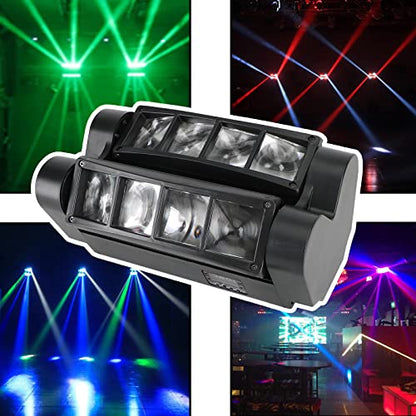 Topteng 80W DMX Moving Head Light DJ Light RGBW, Sound Activated 8LED RGBW Spider Moving Head Stage Lighting Beam DMX Disco Party DJ Lighting