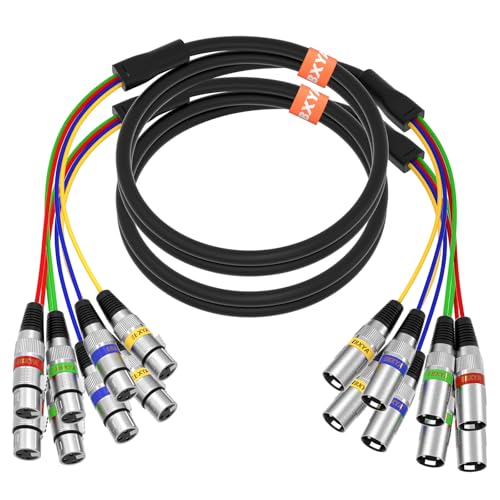 EBXYA 4 Channel XLR Snake Cables 3ft - XLR Male to Female Microphone Cable - size: 4-Channel 3 Feet