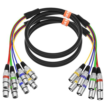 EBXYA 4 Channel XLR Snake Cables 3ft - XLR Male to Female Microphone Cable - size: 4-Channel 3 Feet