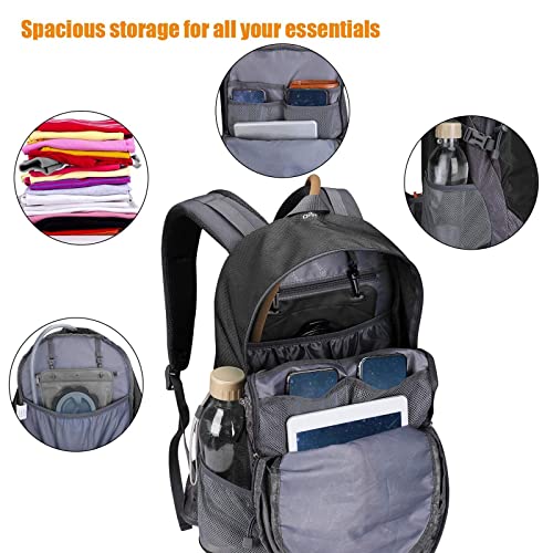 G4Free 35L Hiking Backpack for Women Men, Water Resistant Outdoor Sports | Nylon Water Resistant, 35L (19.7"*12.6"*8.7"), Camping, Climbing, Travel Daypack, Lightweight backpack with Rain Cover - color: Black