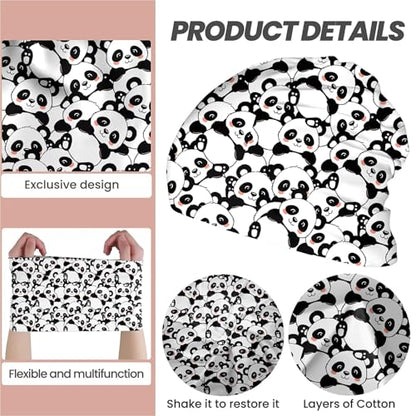 Art Owl Women's Slouchy Beanie Hat Cute Turban Hats Cancer Headwear Caps Baggy Skull Sleep Scarf - color: Cartoon Panda