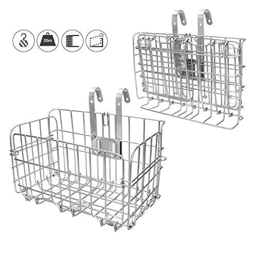 HOMEE Folding Rear Bike Basket Wire Mesh Fold-Up Detachable Front Bag Rear - style: Sliver