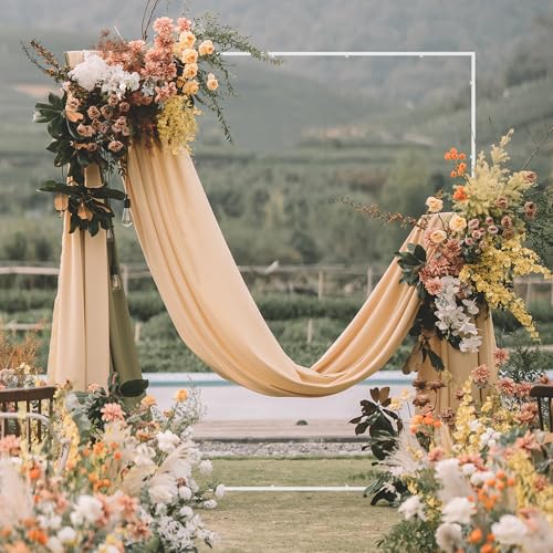 Wokceer Square Wedding Arch Backdrop Stand White Metal Arch 7.2FT x 6.6FT - color: White, size: 7.2FT x 6.6FT