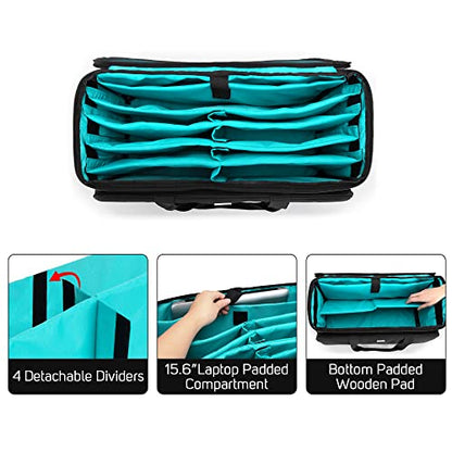 LoDrid Large Cable File Bag with Padded Bottom for Music Equipment, Black | Detachable Dividers, Multiple Pockets for 15.6" Laptop, DJ Gear, Sound Instrument