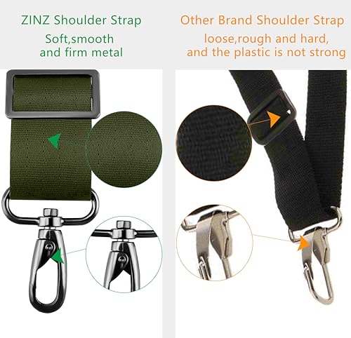 ZINZ Shoulder Strap 58" Ultra-Thick Fixed Padded and Adjustable Buckles Crossbody Strap for Briefcase Laptop Bag Luggage - color: Army Green