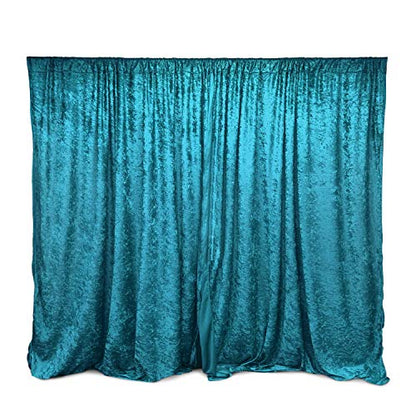 AK TRADING CO. 10 feet x 10 feet Lush Velvet Backdrop Drapes Curtains Panels with Rod Pockets - Wedding Ceremony Party Home Window Decorations - Teal - color: Teal
