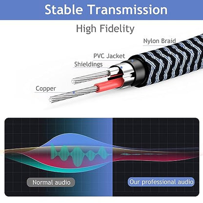 1/4 inch 10ft Stereo Headphone Guitar Cable, Male to Female, Quarter inch Headphone Extension - size: 10ft