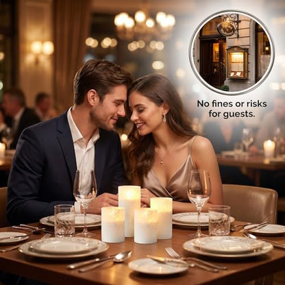VENTA Frosted Glass LED Candles, Set of 3 | Warm Amber Flickering Pillar Candles with Remote | Creates Cozy, Relaxing Hygge Ambiance for Bedroom & Living Room - color: Foggy