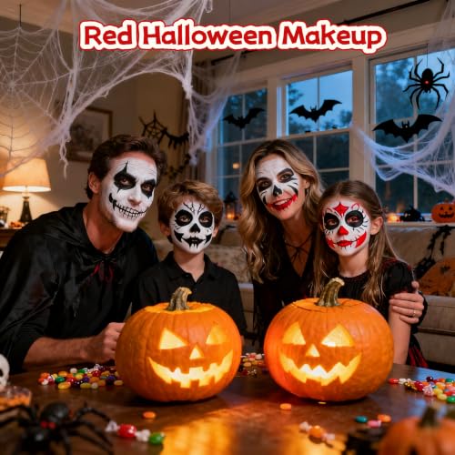 120g Large Devil Red Face Paint – 4X Volume of 30g, Water Activated Body Paint for Halloween Vampire Clown Cosplay, Non Toxic Professional SFX Makeup – Long Lasting & Easy Wash (red) - color: red