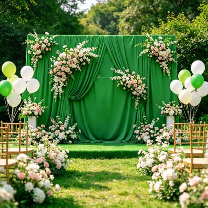 Dark Green Photography Backdrop for Photoshoot, 10x10 Ft Polyester Photo Backdrop Curtains, Dark Green Backdrops Screen for Photo Studio, Video, Content Creators, Birthday Parties Background - color: Deep Green