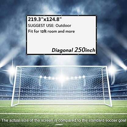 NIERBO Projector Screen Large 250 Inches 16:9 of Thick Canvas Material Wall Mounted Canvas HD Projection Screen Folded for Outside Home Theater 1.6 Gain Not Include Mount - size: 250 inch
