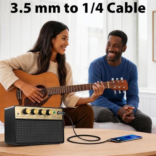 3.5mm to 1/4 Cable, TRS to TRS Stereo Audio Cord, 16ft | 3.5 to 1/4" Braided Cable, Gold-Plated Connectors, Cables for Guitar, Keyboard, Digital Piano, Speaker, Mixer, Amplifier - size: 16ft