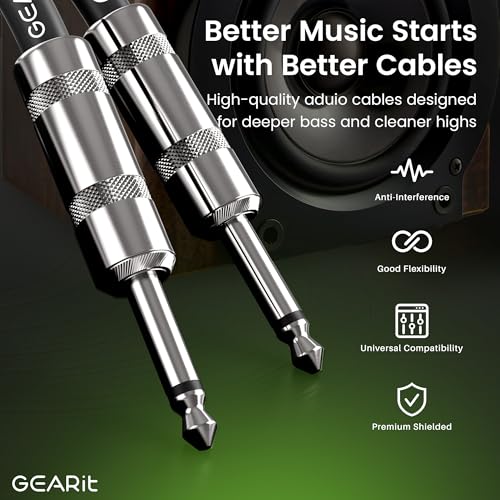 GEARit Professional Speaker Cable (15ft) 12AWG Pure Copper 1/4 inch to 1/4 inch TS Straight Male to Male for Amplifier, Speaker Cabinet, PA and DJ Audio - size: 15 Feet
