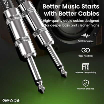 GEARit Professional Speaker Cable (50ft) 12AWG Pure Copper 1/4 inch to 1/4 inch TS Straight Male to Male for Amplifier, Speaker Cabinet, PA and DJ Audio - size: 50 Feet