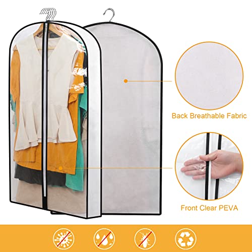 Clear Garment Bags for Hanging Clothes Storage 4" Gusset Suit Bags for Closet Storage Bags Dust Covers for Clothes Sweater Bags Garment Cover Clothes Protector 24"x 40"x 4", 5 Pack - size: 4in-5P