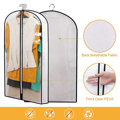 Clear Garment Bags for Hanging Clothes Storage 4" Gusset Suit Bags for Closet Storage Bags Dust Covers for Clothes Sweater Bags Garment Cover Clothes Protector 24"x 40"x 4", 5 Pack - size: 4in-5P