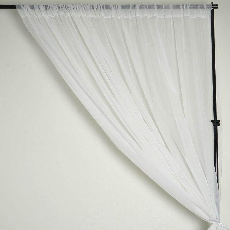 TABLECLOTHSFACTORY 10FT Fire Retardant White Sheer Voil Curtain Panel Backdrop - Premium Collection - color: White, size: 120"W x 120"L (Pack of 1)