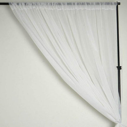 TABLECLOTHSFACTORY 10FT Fire Retardant White Sheer Voil Curtain Panel Backdrop - Premium Collection - color: White, size: 120"W x 120"L (Pack of 1)