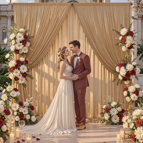10x10ft Champagne Backdrop Curtains Glitter Sequin Photo Backdrop Curtain Fabric Shimmer Drapes Backdrop Bridal Baby Shower Wedding Birthday Party Photography Backdrops Photoshoot 5x10FT, 2 Panels - color: Champagne, size: 10 ft X 10 ft(2 Panels 5ft X 10f