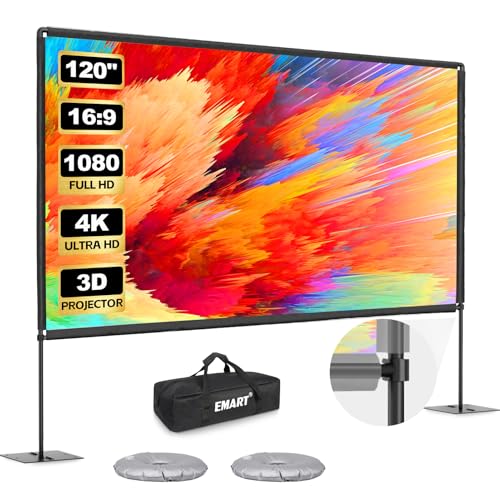 EMART Projector Screen Outdoor 120 Inch Portable Projector Stand Indoor