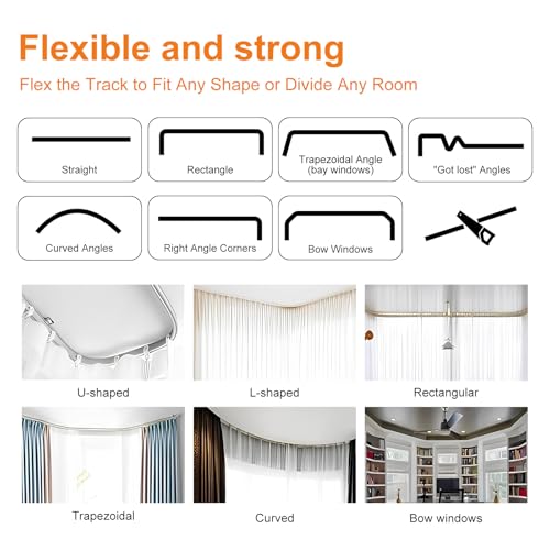 Room Divider Curtains Flexible Ceiling Tracks Set Curtain Track Ceiling Mount Blackout Curtain for Living Room Bedroom Ceiling Curtain Rod Privacy Dividers Panels W150 x H96 Black Drape & Black Rail - color: Curtain/Track-black, size: 150"W x 96"L (Pack o