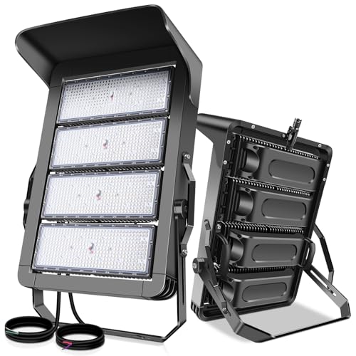 0-150000LM Led Stadium Lights Outdoor Dimmable 0-1000w | Commercial Super Bright Led Arena Floodlight 100-277v 5000k Yoke Mount IP66 Pole Light for Outside Large Area, Sportcourt - size: Extra Large/1000/Dimmable