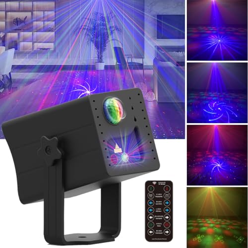 Portable Rechargeable RGB Laser-LED Light Sound Activated Projector for DJ Disco Stage Party Xmas Pub KTV Dance Mood Birthday Wedding in-Car Travel Show Home Camp Trip (RGB LED & RGB Patterns Laser) - style: RGB LED & RGB PATTERNS LASER