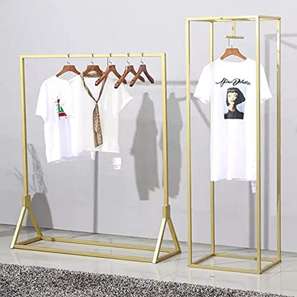 Modern Simple Heavy Duty Metal Rolling Clothing Garment Rack with Wheel,Creative Commercial Wedding Dress Display Shelf,Single Rod Floor-Standing Clothes Hangers (Gold without Wood, 47.2" L) - color: Gold without Wood