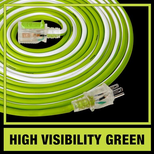 PowerSmith 25ft. Heavy Duty Extension Cord 12/3 SJOOW 15 Amp Indoor/Outdoor Locking, Lighted End, -58°F to 194°F, 5-Year Warranty - size: 12 AWG 25 FT. (SJOOW)