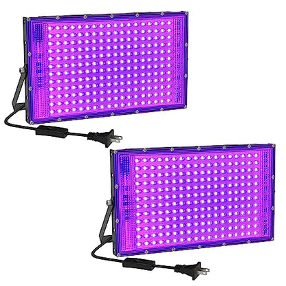 150W LED Black Light 2 Pack, Black Lights for Glow Party, Ultra Thin Black Lights Flood Lights with On/Off Switch, Glow in The Dark, for Party, Halloween, Body Painting - style: 150W-2Pack