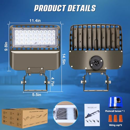 150W LED Parking Lot Light Dusk to Dawn Photocell 22500LM 5000K - size: 150W Trunnion*1