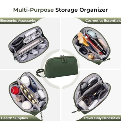 FYY Travel Cable Organizer - 8 Compartments, Lightweight, Water Repellent - color: Green, size: (S) 8.1"× 4.7"× 2.9"