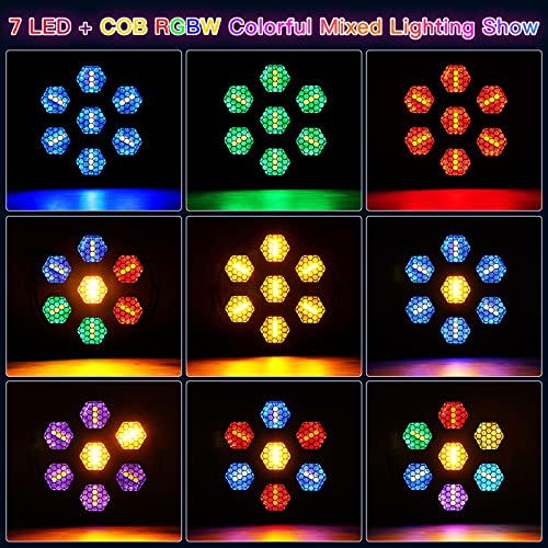 7X50W COB Hexagonal Retro Stage Lights with RGB 63LED DMX Aluminum Background Wash Strobe Par Light for Stages Wedding DJ Party Club Disco Event Church