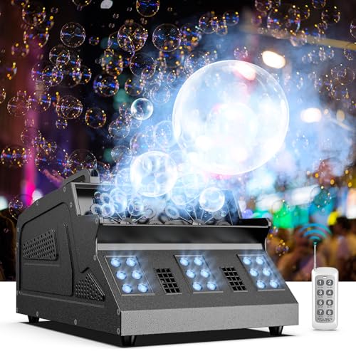2000W Fog Machine, 3 in 1 Fog Bubble Machine with 2 Bubble Fans, 18 RGB LED Lights Smoke Bubble ALL IN ONE Fog Machine, Bubble Machine for Halloween Christmas Party Wedding Birthday - color: 1 PACK