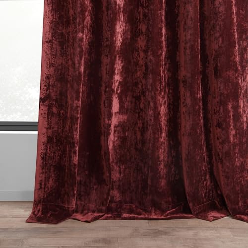HPD Half Price Drapes Lush Crush Velvet Curtains - Room Darkening Curtain 120 Inches Long for Bedroom & Living Room, Luxury Look, Rod Pocket Design, (1 Panel), 50W x 120L, Ruby Red - color: Ruby Red, size: 50"W x 120"L (Pack of 1)