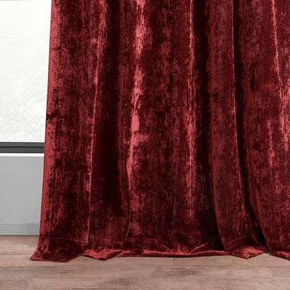 HPD Half Price Drapes Lush Crush Velvet Curtains - Room Darkening Curtain 108 Inches Long for Bedroom & Living Room, Luxury Look, Rod Pocket Design, (1 Panel), 50W x 108L, Ruby Red - color: Ruby Red, size: 50"W x 108"L (Pack of 1)
